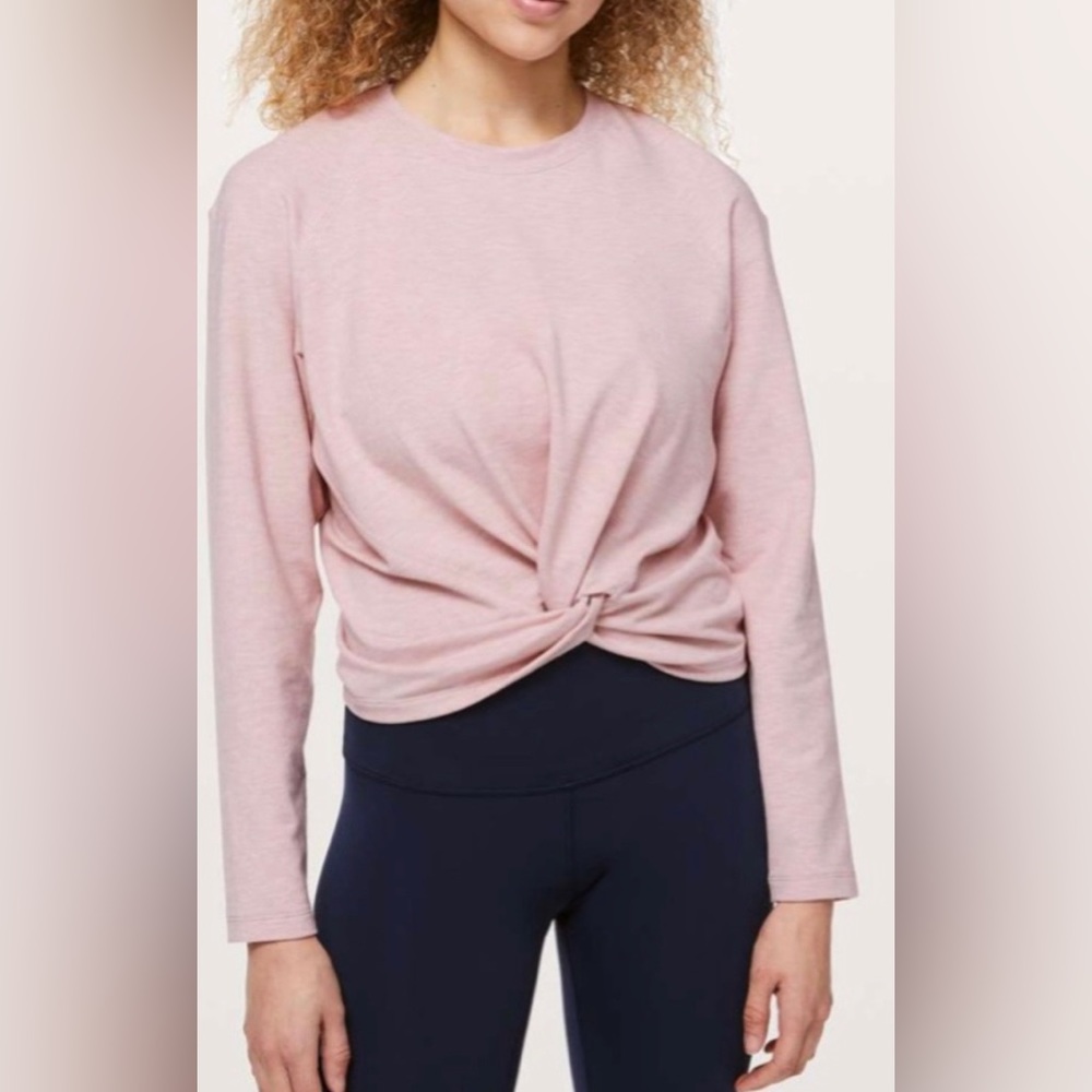 LULULEMON tuck&gather pullover heathered mod faint coral (light pink) size 10